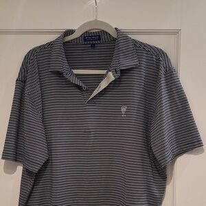 Men's Peter Millar Wilshire Country Club Striped Polo Shirt - Black and White